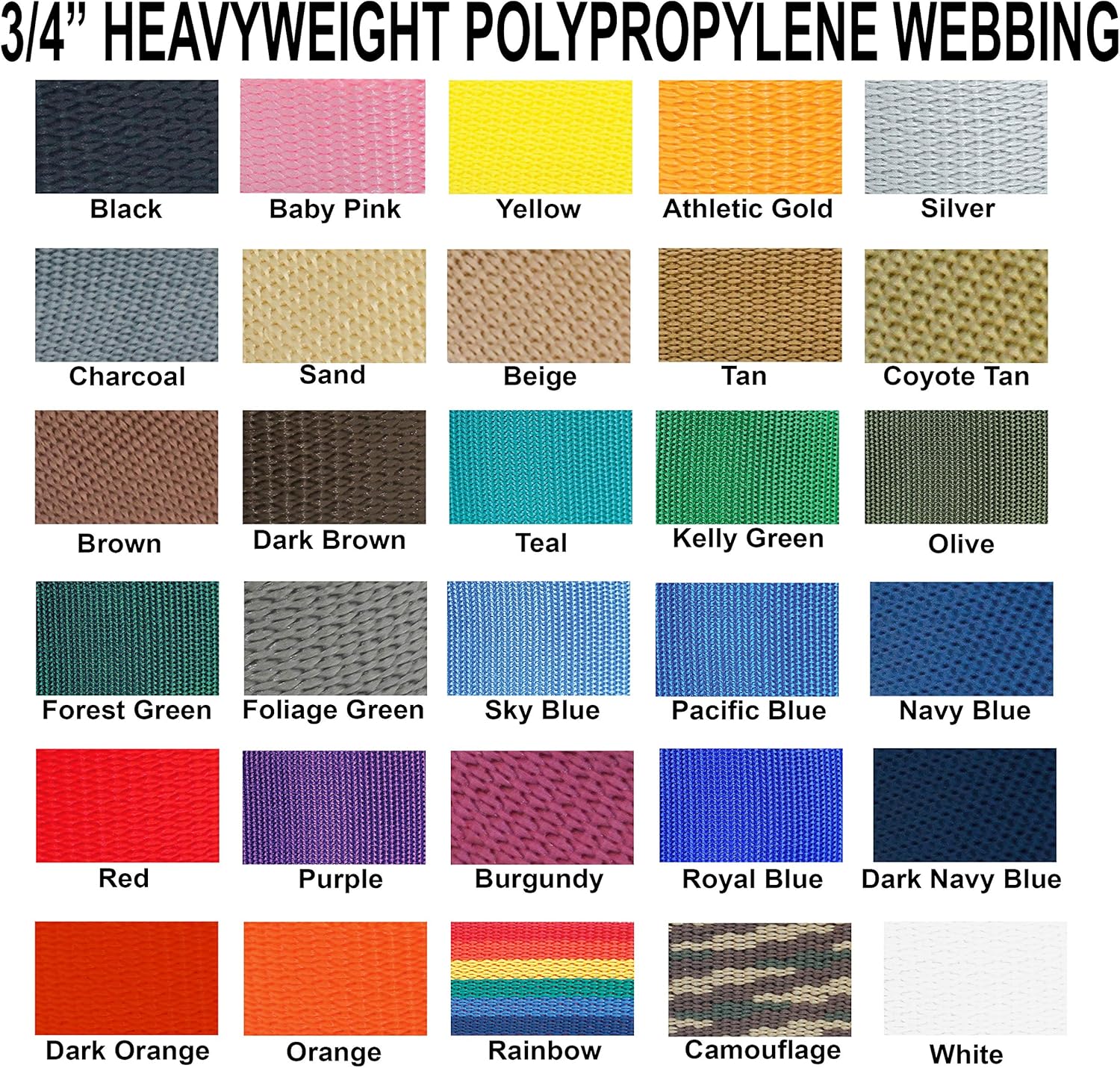 3/4 Inch Polypropylene Webbing: 100 Yards Heavy Weight - 3/4" Strap - Webbing Plus (Foliage Green)