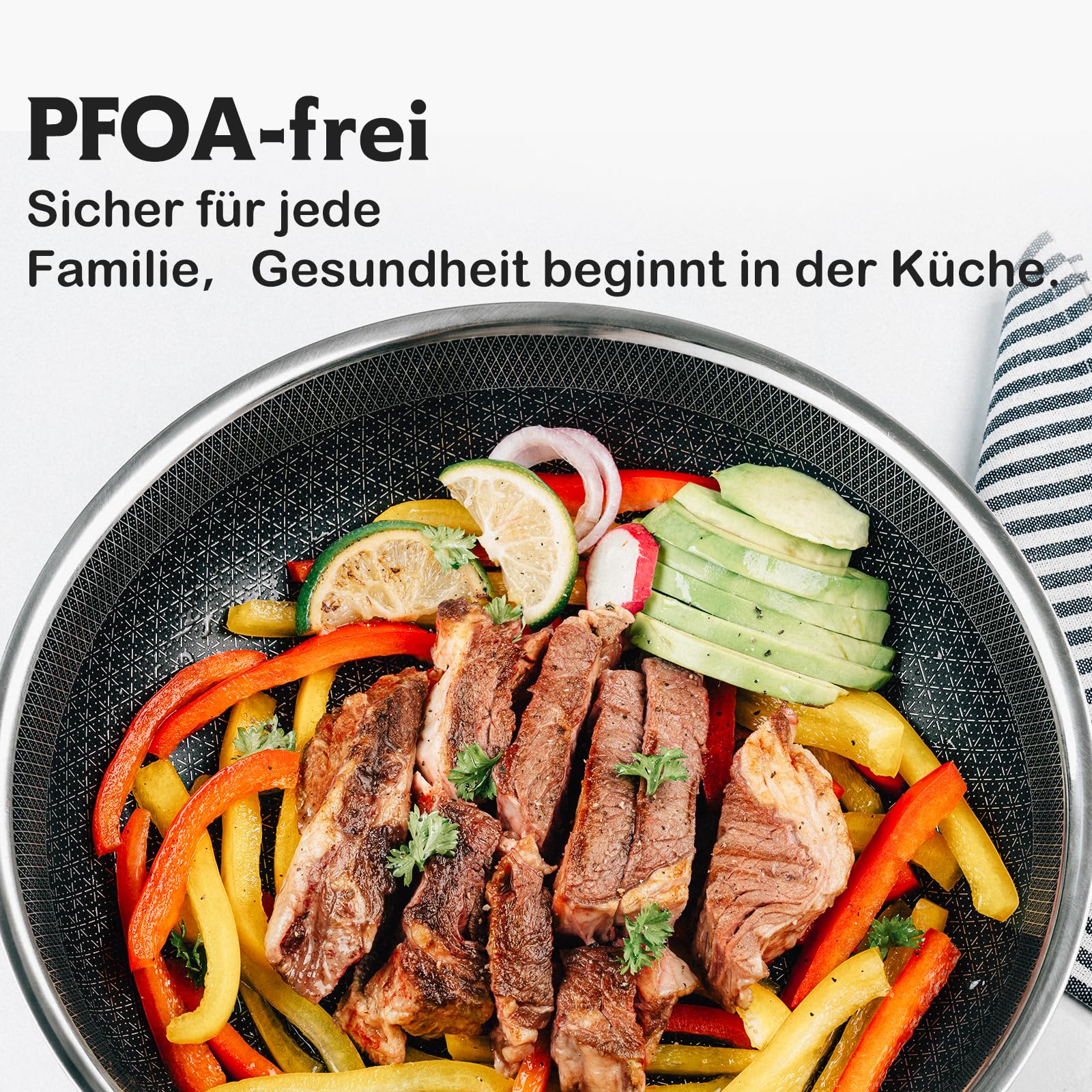 SNOWCLAD Pfannenset 3-teilig 20&24&28cm, Antihaft Wabenpfanne, Edelstahlpfanne, Pfanne induktion, Für Alle Herdarten Geeignet, Ofen- und Spülmaschinenfest, Pfoa Frei