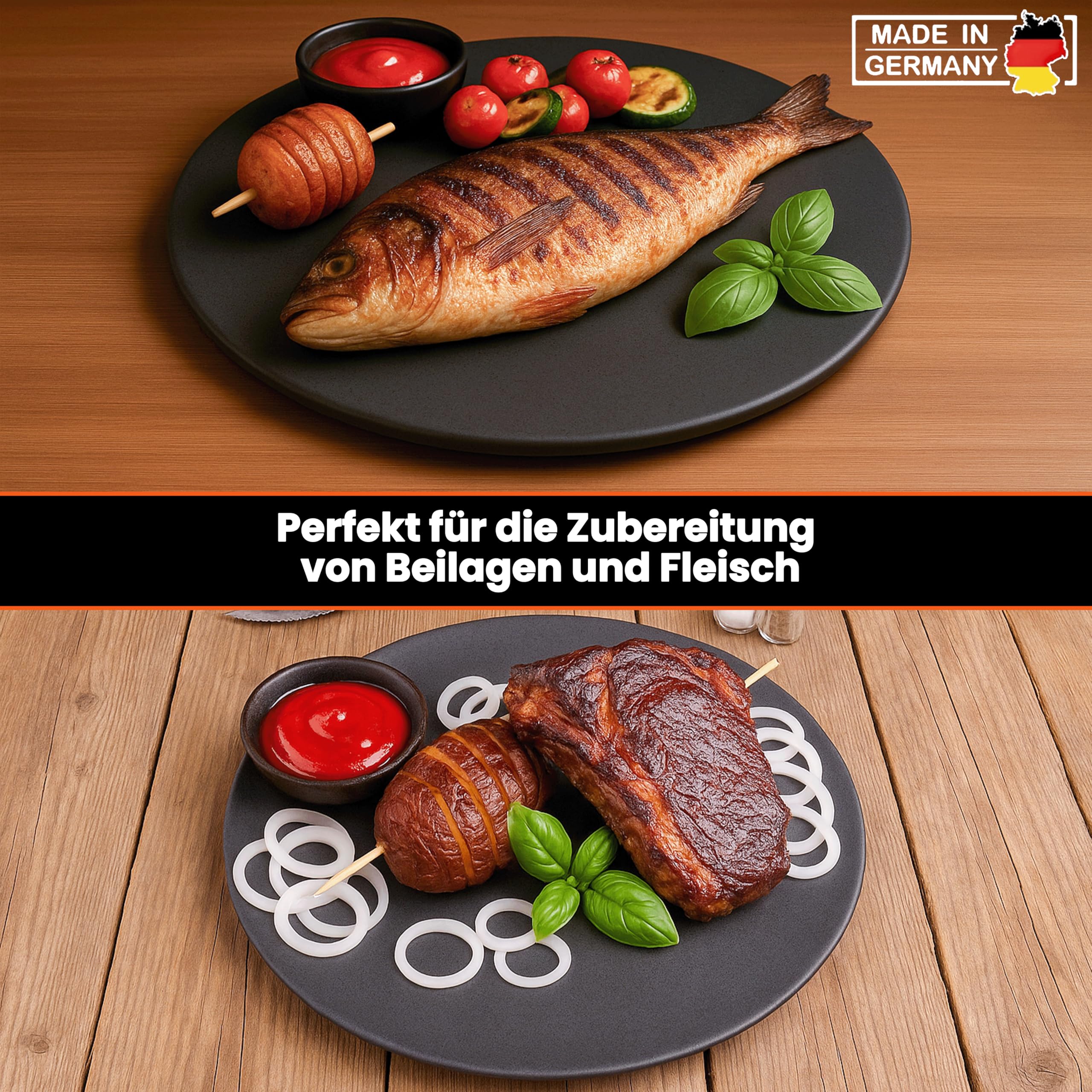 Pizzastein 410 × 12 mm aus glasiertem Cordierit für Grill & Backofen | Glasierter Cordierit-Pizzastein speichert Hitze gleichmäßig für knusprige Pizza und perfekte Backergebnisse