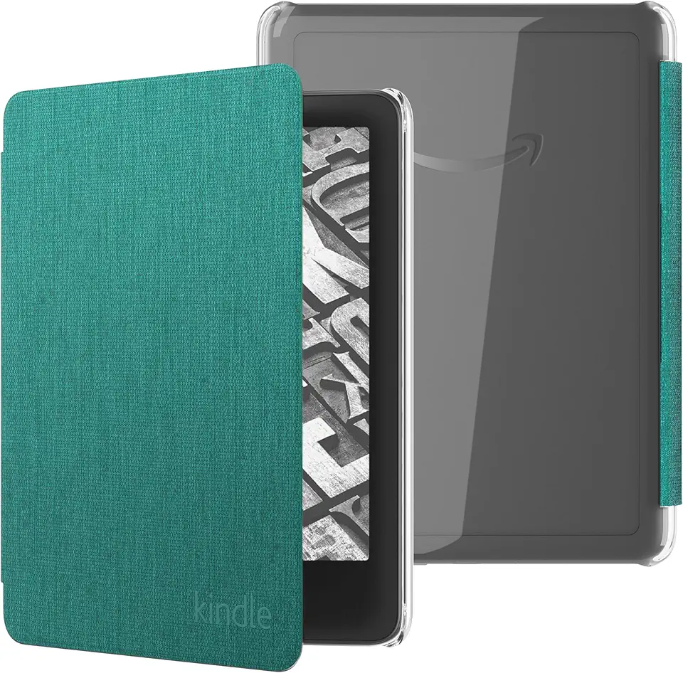 Capa de tecido com verso transparente para Kindle Paperwhite (2024) e Kindle Colorsoft (2025) – Cor Verde Jade
