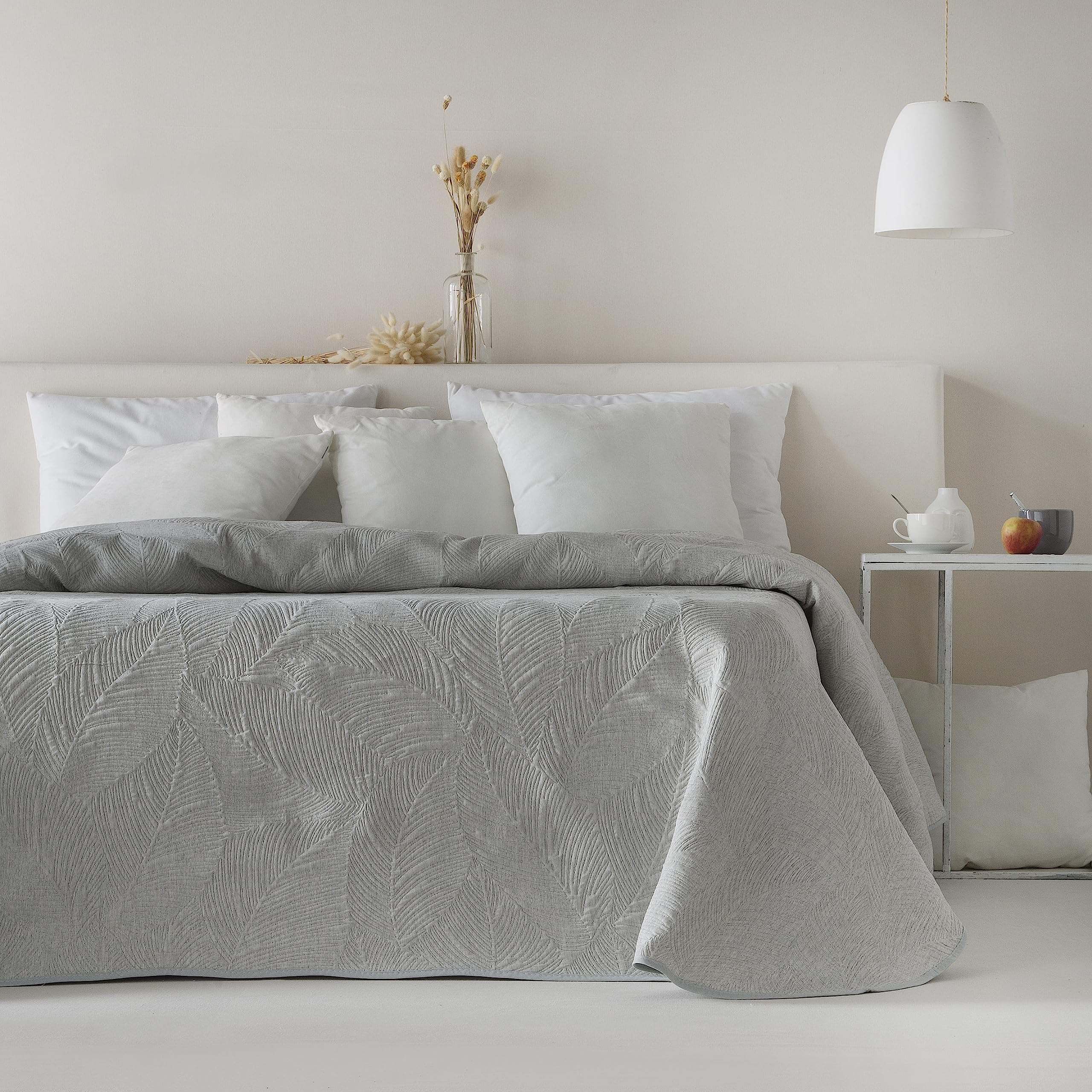 ETHERE MAISON Colcha Jacquard Reversible algodón Adriel Aluminio Cama 180 cm - 270X270 cm