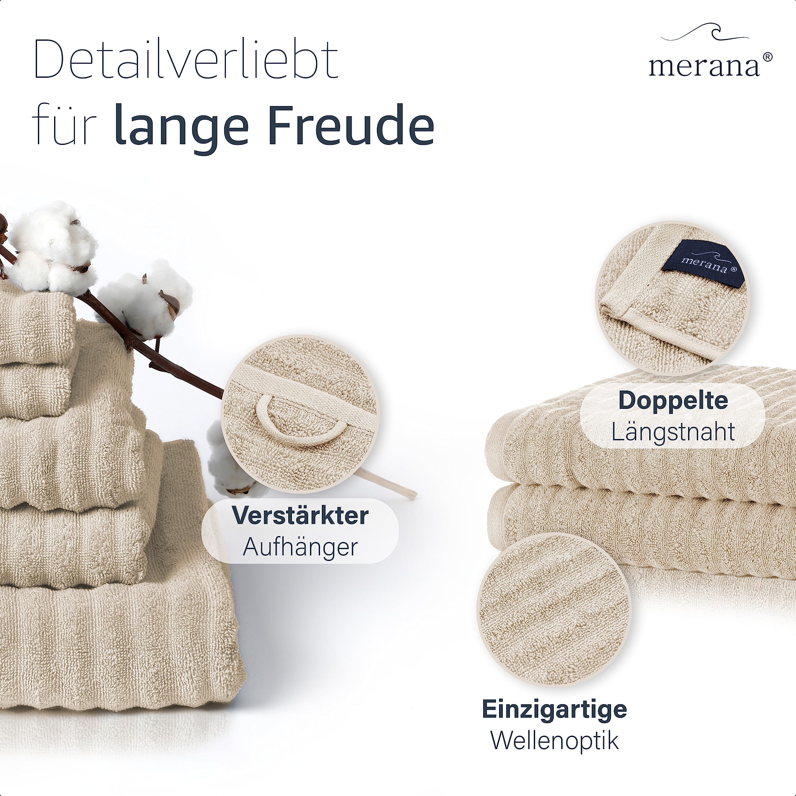 Merana OSLO towel set, Nature Beige, 2 x towels 50x100cm - Image 3