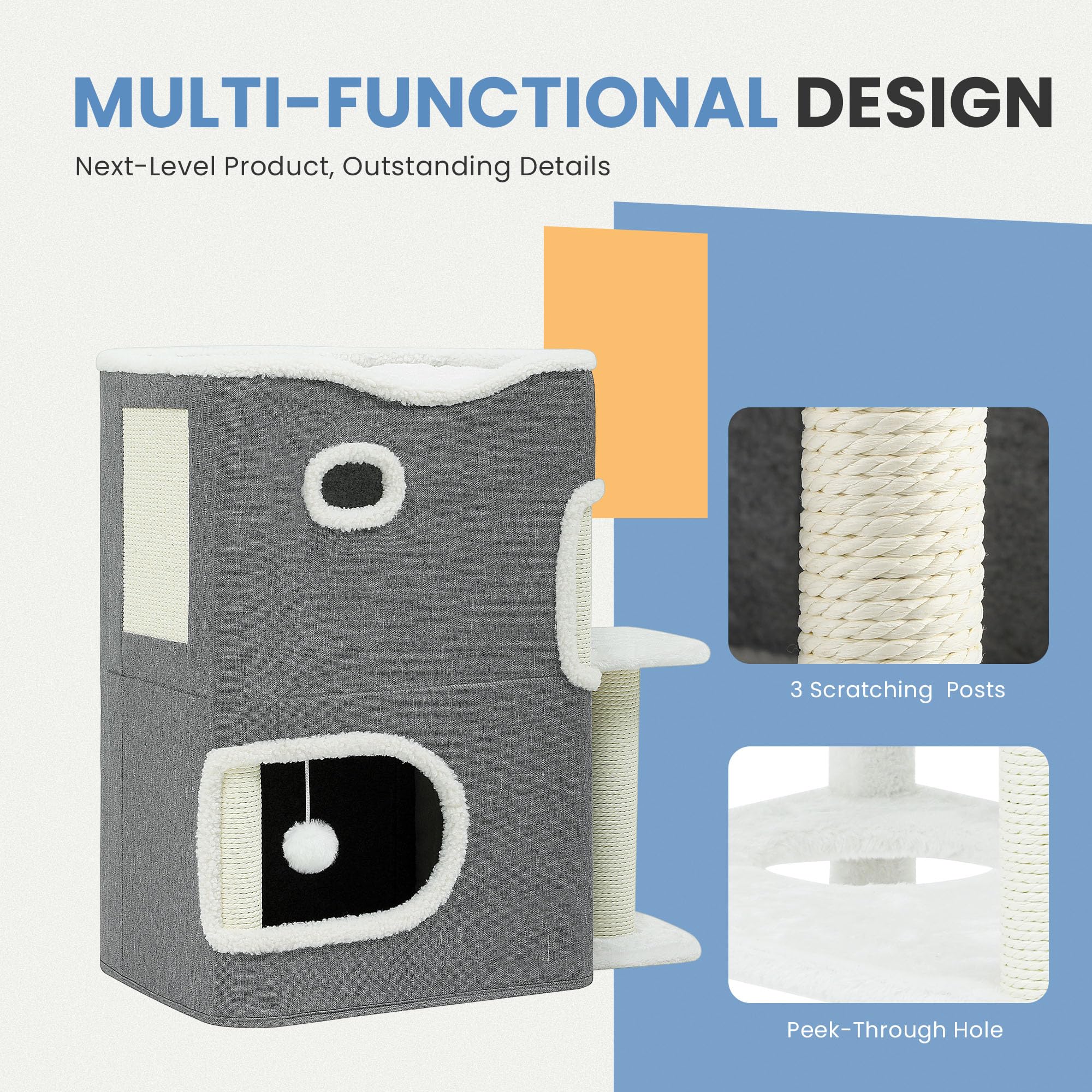 Niche pour Chat d'intérieur Pliable pour Grands Chats avec Surface à gratter pour étagère, Maison pour Chat, Cave, lit pour Chat, Grotte pour Chat, Niche pour Chat