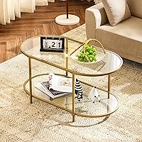 Vista 15 de VINGLI Mesa de Centro de Vidrio, Mesa de Centro Redonda de 25.6", Mesas de Centro de Vidrio Transparente para Sala de Estar, Mesa de Centro de 2