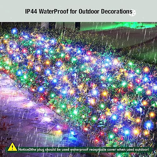 Miniatura 3 de Red de luces LED multicolor de Navidad para exteriores, 120 luces LED de 6 x 5 pies, iluminación de red de malla conectable para interiores y