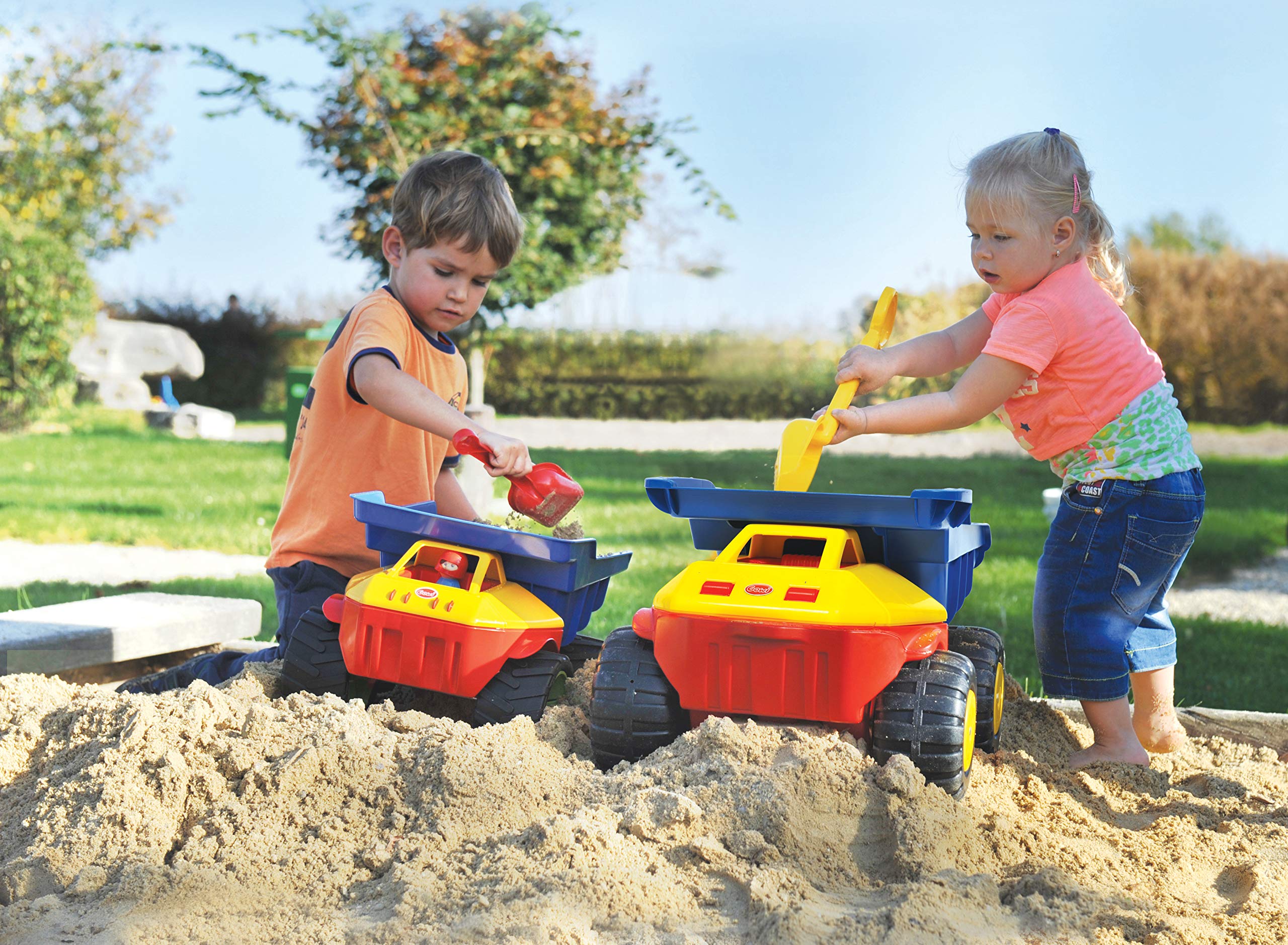 GOWI Giant Truck Kinderfahrzeug, Kindertransporter (GOWI XXL Truck Blau/Gelb)