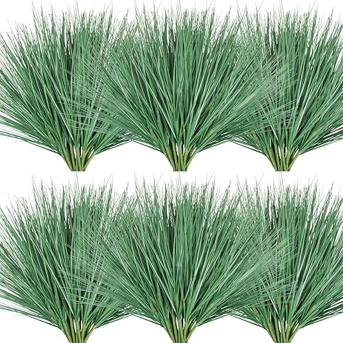 Miniatura 8 de Tepaler 20 piezas de hierba artificial de cebolla falsa resistente a los rayos UV, arbustos para exteriores, plantas, flores, tallos verdes, hierba