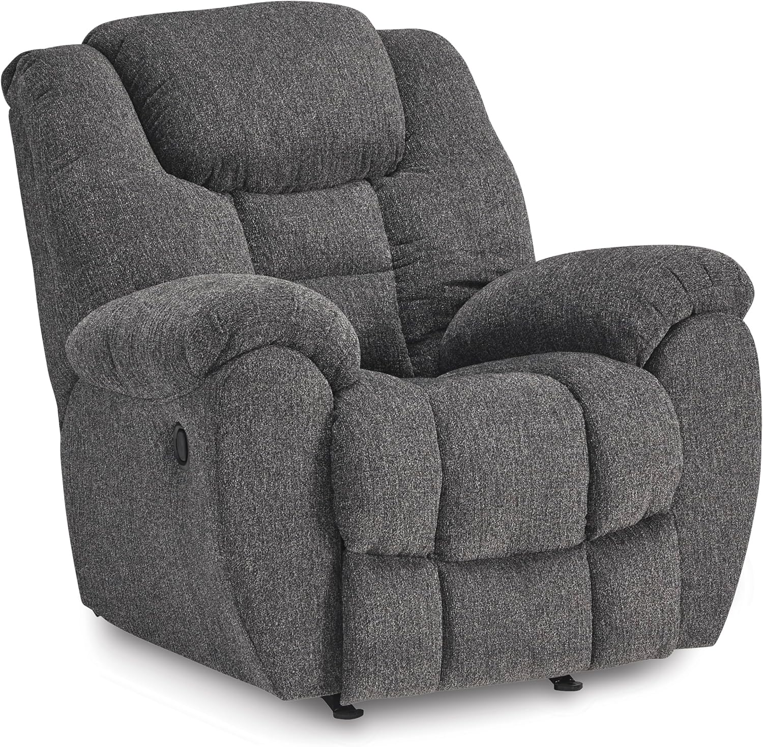 Signature Design by Ashley Foreside Contemporary Nuvella Manual Rocker Recliner with Head-Neck Support and Pillow-Top Arms, Gray