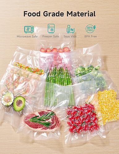 Miniatura 6 de Bolsas selladoras al vacío, 100 unidades de 8 x 12 pulgadas para almacenamiento de alimentos, bolsa precortada sin BPA para preparación de comidas o