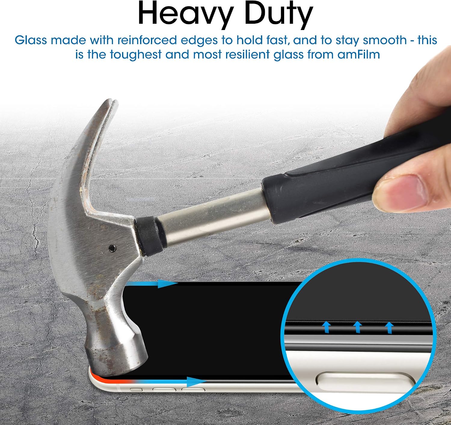 amFilm Heavy Duty Screen Protector Glass for iPhone 11 / iPhone XR (6.1" Display) Tough Glass - Padded Edges to Cushion/Absorb Impact