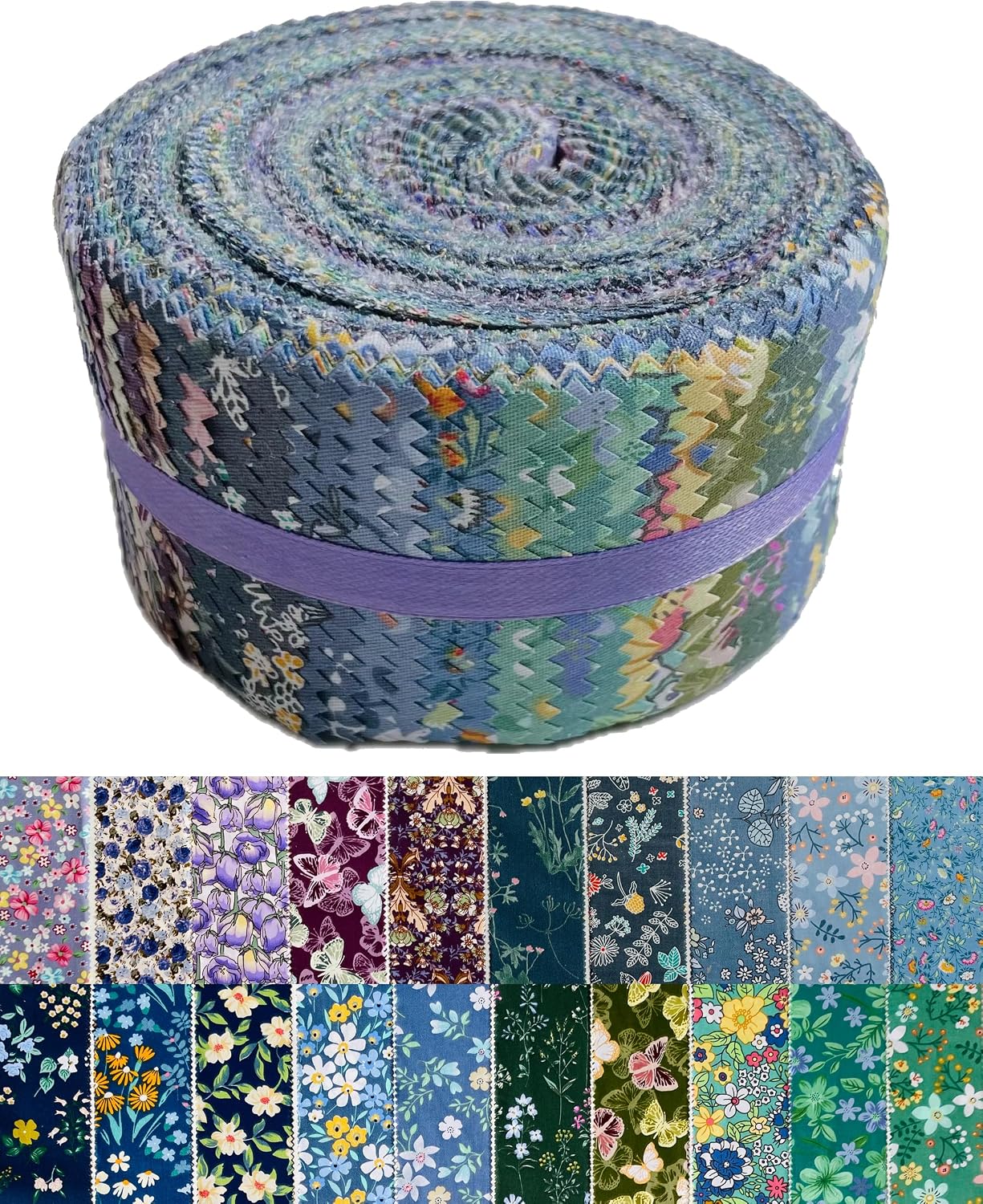 100% Cotton Jelly Roll Fabric Strips for Quilting and Sewing -Cool image 2