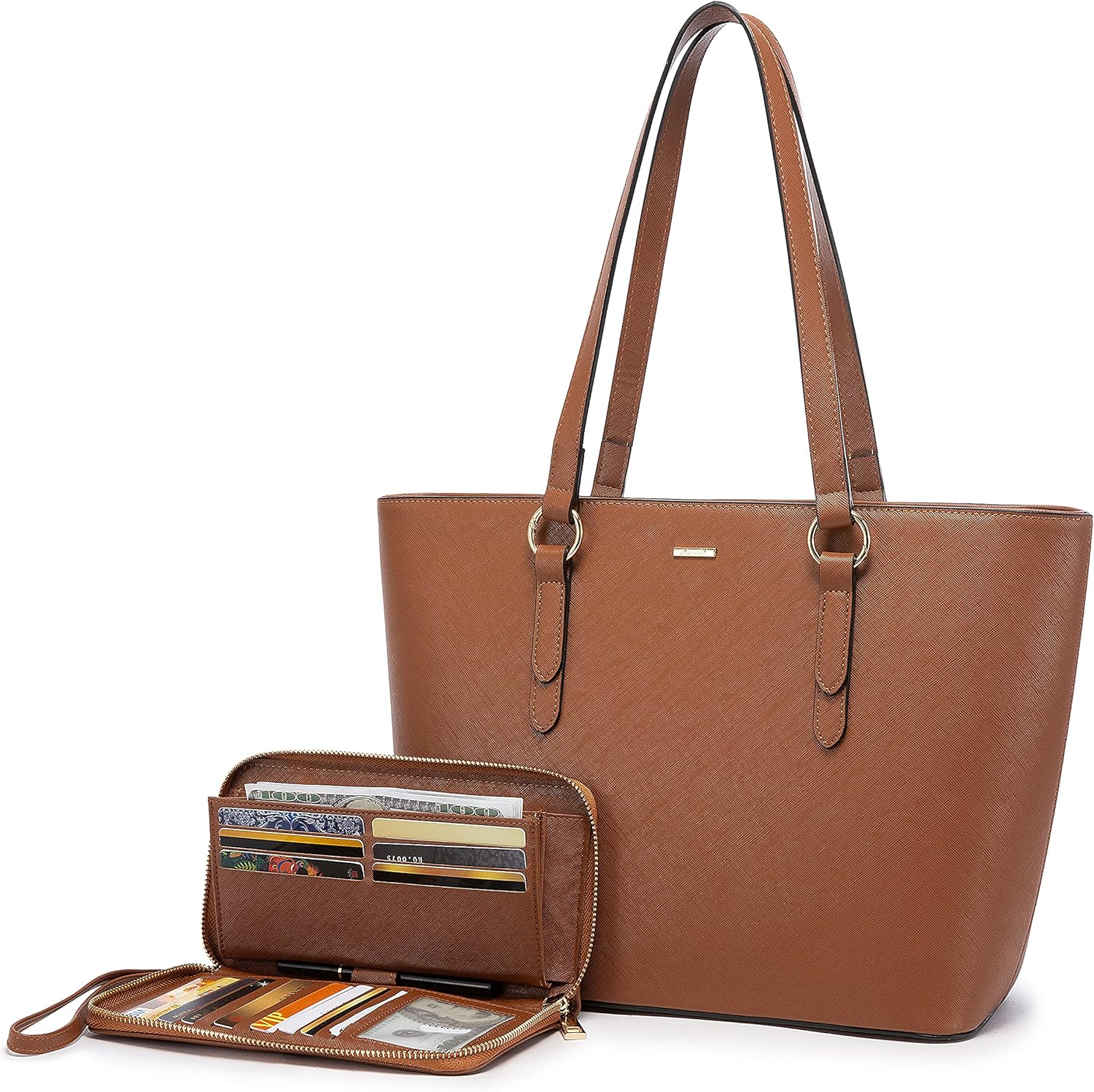 LOVEVOOK Juego de bolsos y cartera para mujer, bolso de trabajo, bolso de hombro, bolsos de moda con carteras a juego, juego de 2 piezas