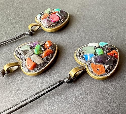 Miniatura 2 de Lodestone, Aquamarine, Opal, Breastmilk Jewelry, Heart Necklace with Magnetic Energy. Mixed gemstones with black lodestone sand.