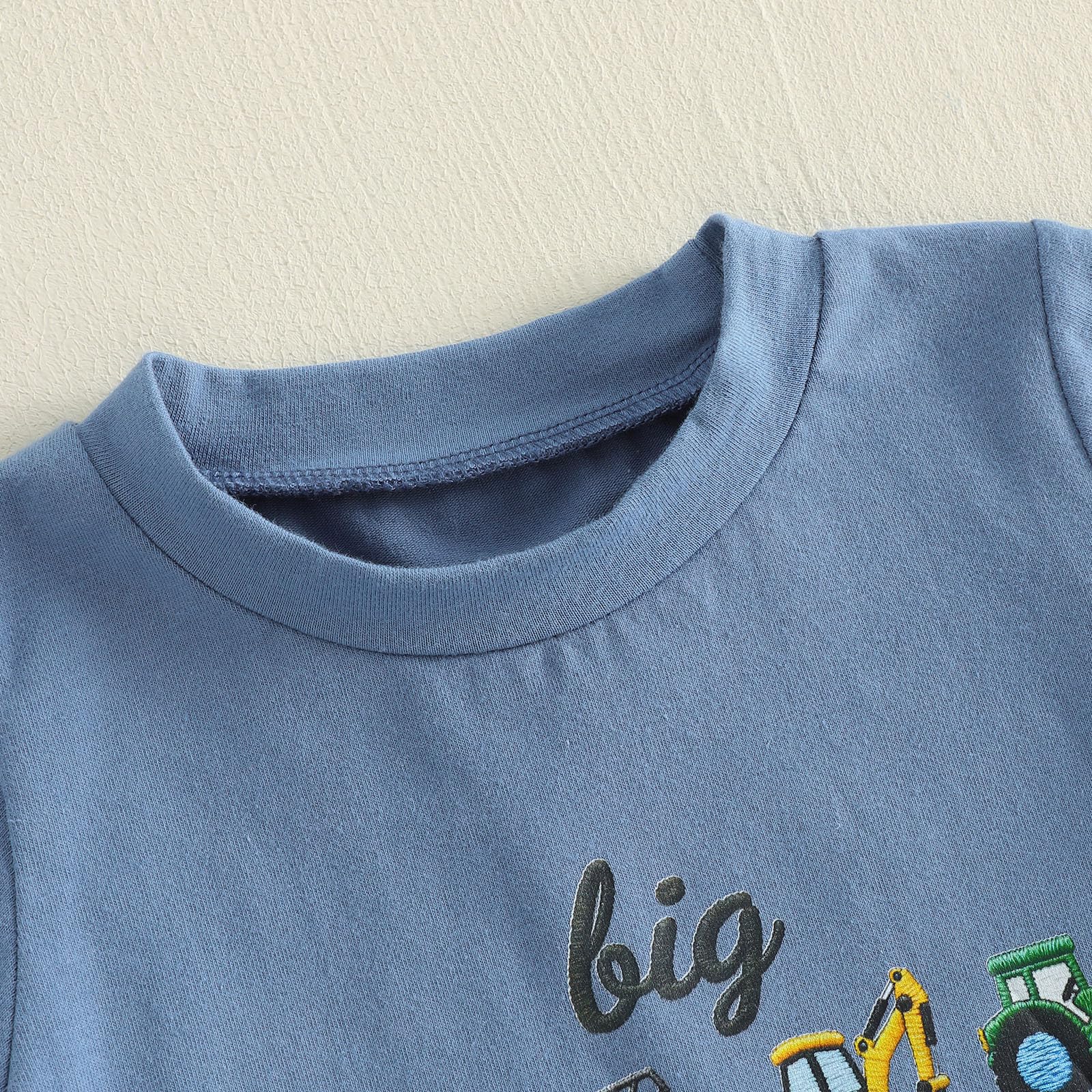 Carolilly Ensemble Vêtement Bébé Garçon Enfant Eté Tracteur 2 Pièces T-Shirt à Manches Courtes + Short Tenues Nouveau-né