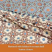 Vista 5 de Saffron Marigold Funda de edredón geométrica azul tamaño Queen, 100% algodón, reversible, estampado a mano, funda de cama decorativa para decoración