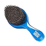 Torino Pro Wave Brushes by Brush King - Medium Curve Waves Brush 350 - Blue, Boar Bristles, Oval, for 360 Waves Hair Care