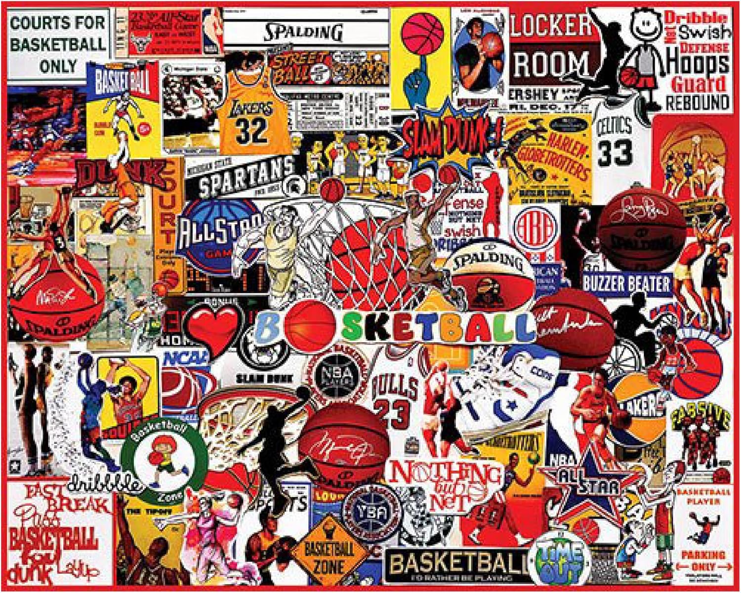 White Mountain 1000 Piece Jigsaw Puzzle Basketball Legends Collage Puzzles with Large Pieces for Adults and Family 24"x30" – I Love Basketball