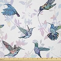 Vista 15 de Lunarable Tela suculenta de The Yard, flores en acuarela estilo pintura coloridas flores de primavera tema de jardinería, tela de microfibra