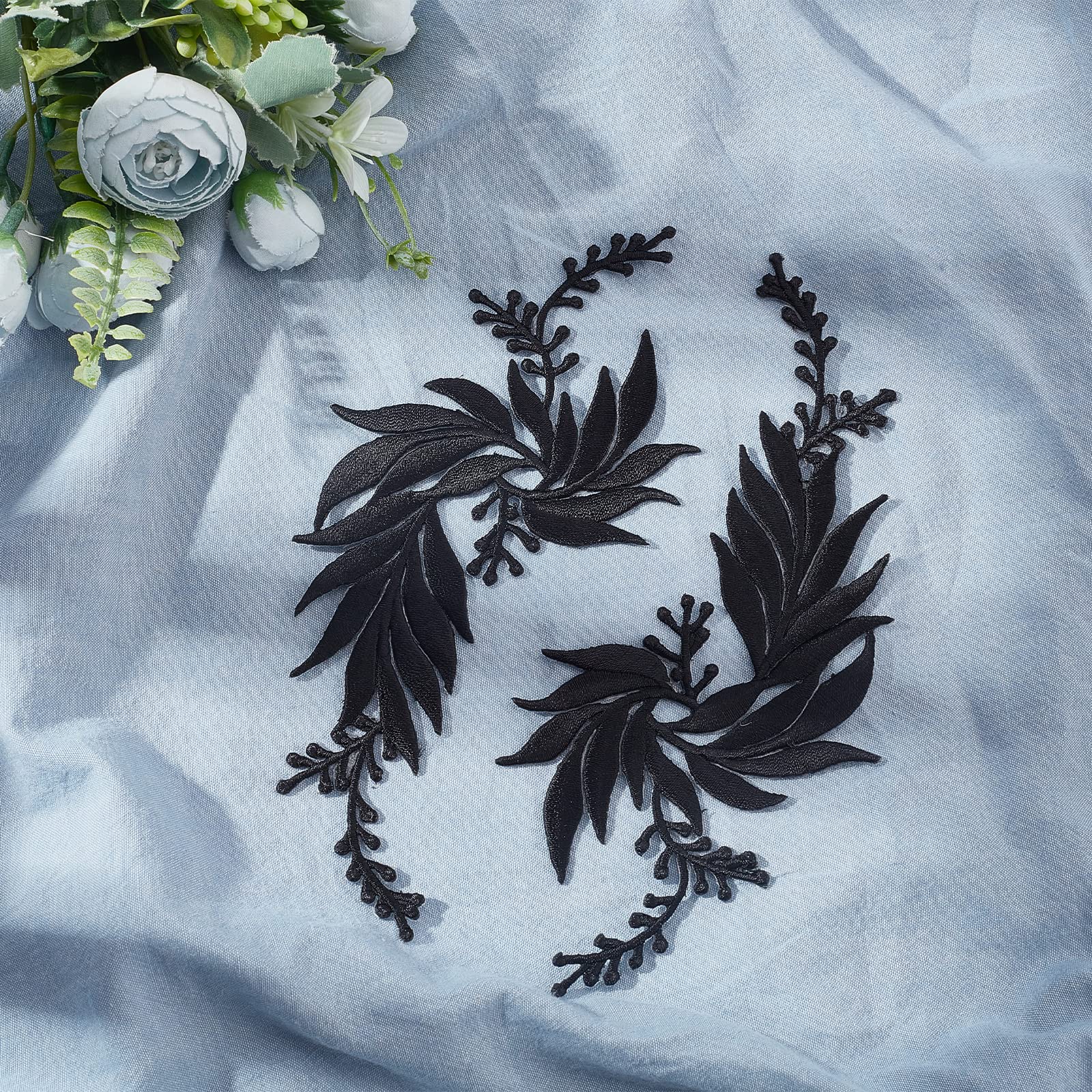 GORGECRAFT Toppe Ricamate Foglie Edera Nera (4 Paia) Da Stirare O Cucire, Riparazione E Decorazione Vestiti, Jeans, Giacche - 5
