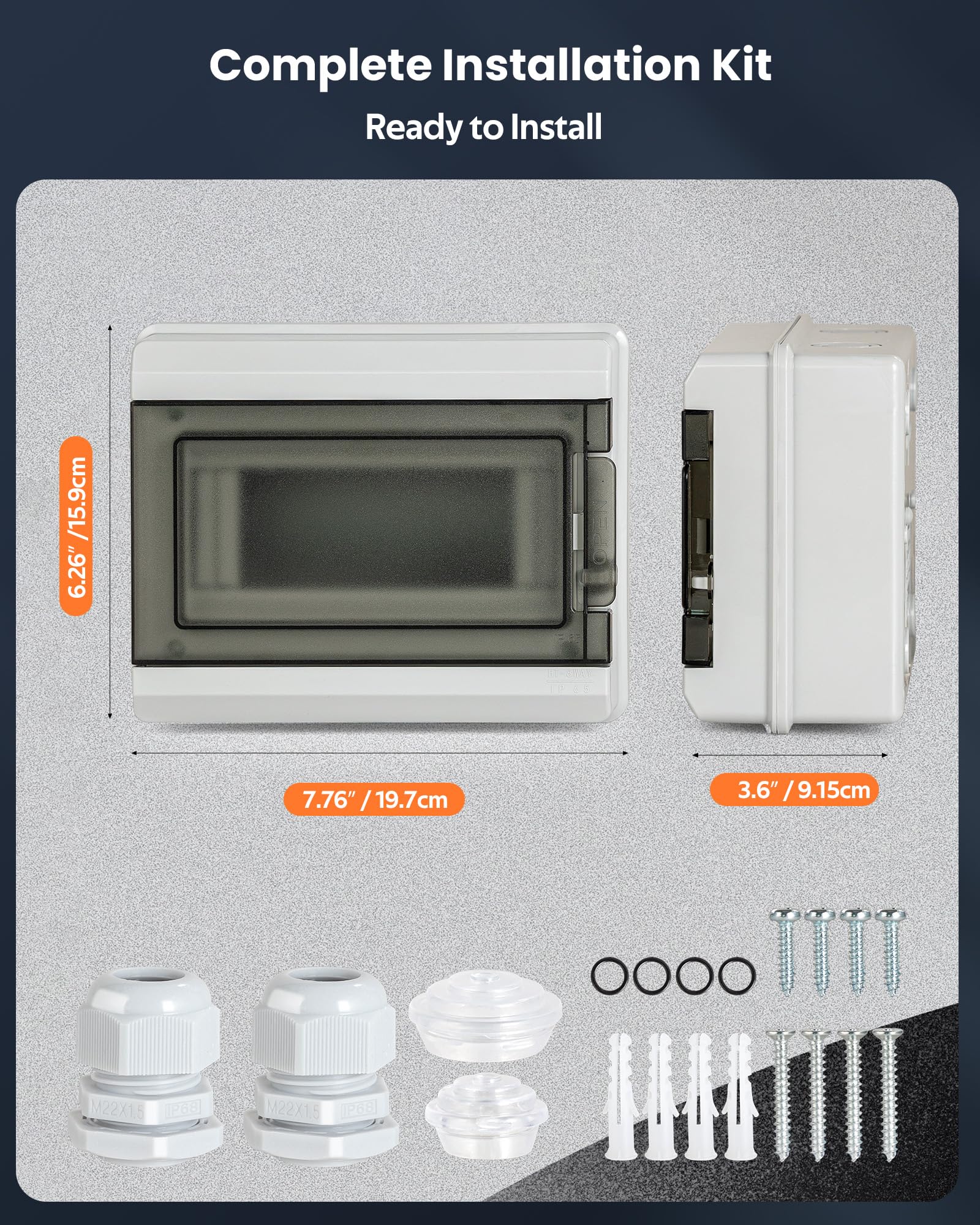 Coffret Electrique Étanche IP65, Boitier Electrique Équipé D’un Couvercle Givré, Conception Verrouillable, Convient Aux Installations Solaires Et Aux Installations Électriques Extérieures (8 Modules) - 2