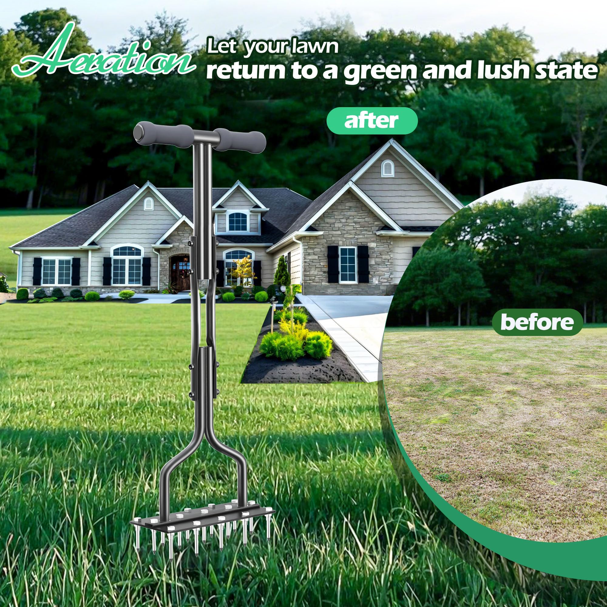 Gazonbeluchter gereedschap | Heavy Duty Gazonbeluchter | Klein gazon beluchtingsgereedschap Gazonbeluchting Machinegrass Beluchting Tool Tuin Beluchtingsmachine Patio Gras Beluchting Tool Gras