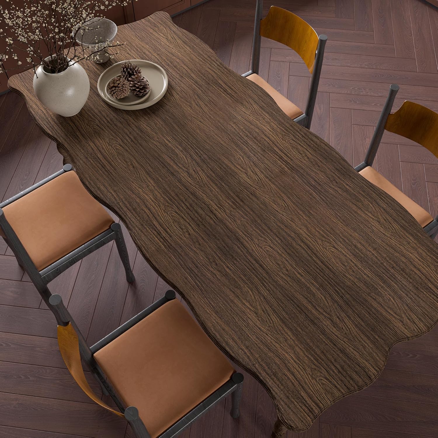 Walnut Brown Contact Paper 16"x354" Dark Wood Peel and Stick Wallpaper Self Adhesive Vinyl Thick Decorative Wall Covering Rustic Matte 3D Wood Veneer Textured Stickers for Furniture Refurbish