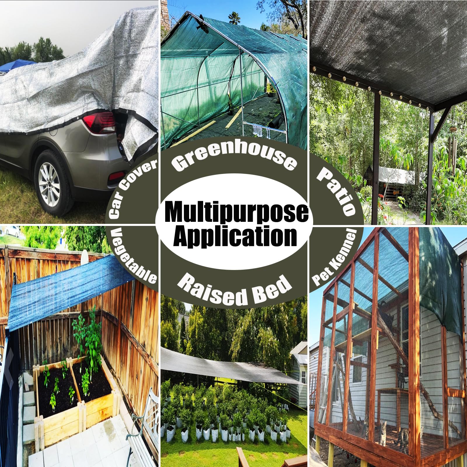 Toldo 90% verde resistente, malla de jardín con ojales para patio, red de plantas, toldo de bloqueo solar, jardín, pérgola, invernadero, coche, graneros, perrera, 10 x 10 pies