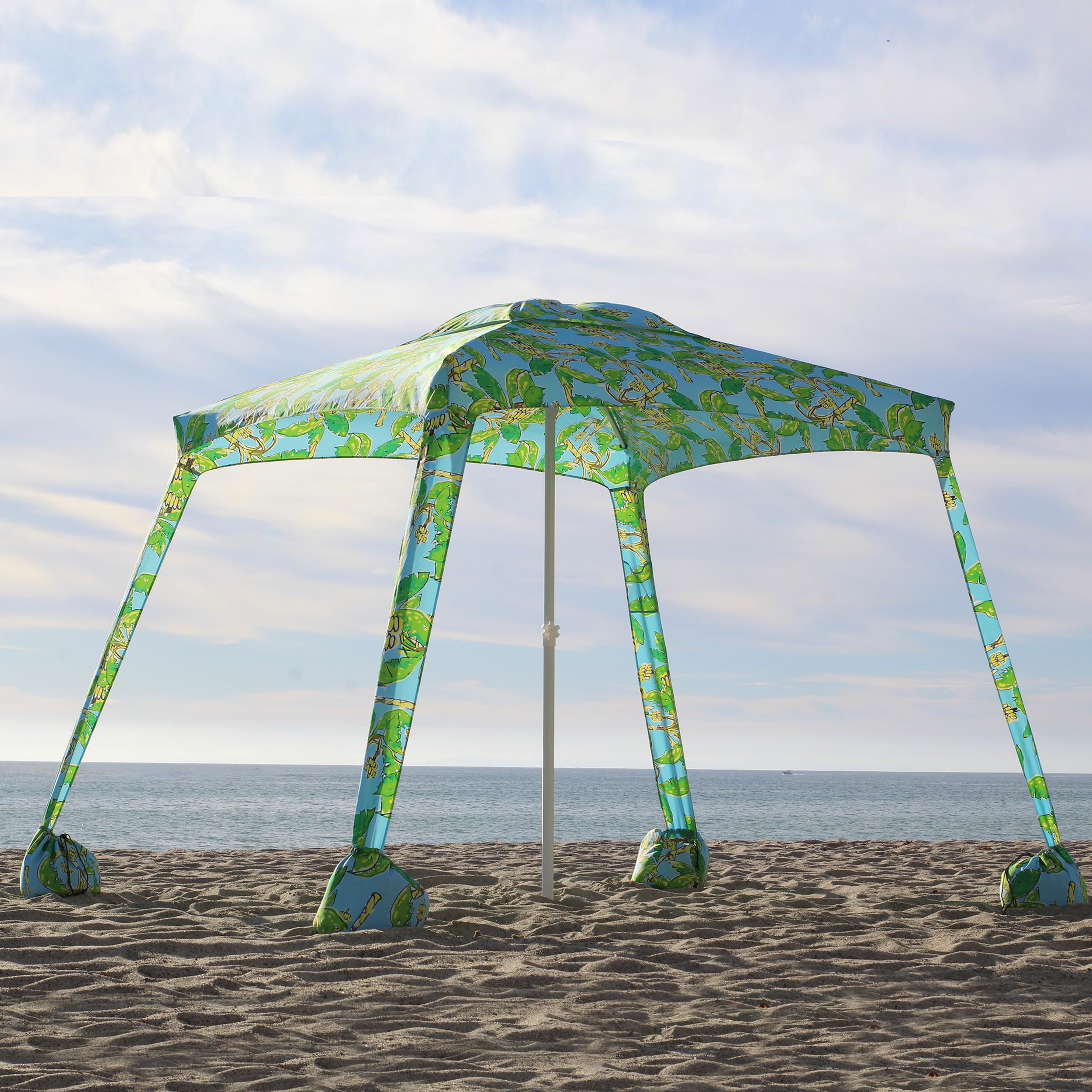 AMMSUN Beach Cabana, 6.2'×6.2' Beach Canopy, Easy Set up and Take Down, Cool Cabana Beach Tent with Sand Pockets, Instant Sun Shelter with Privacy Sunwall, Banana