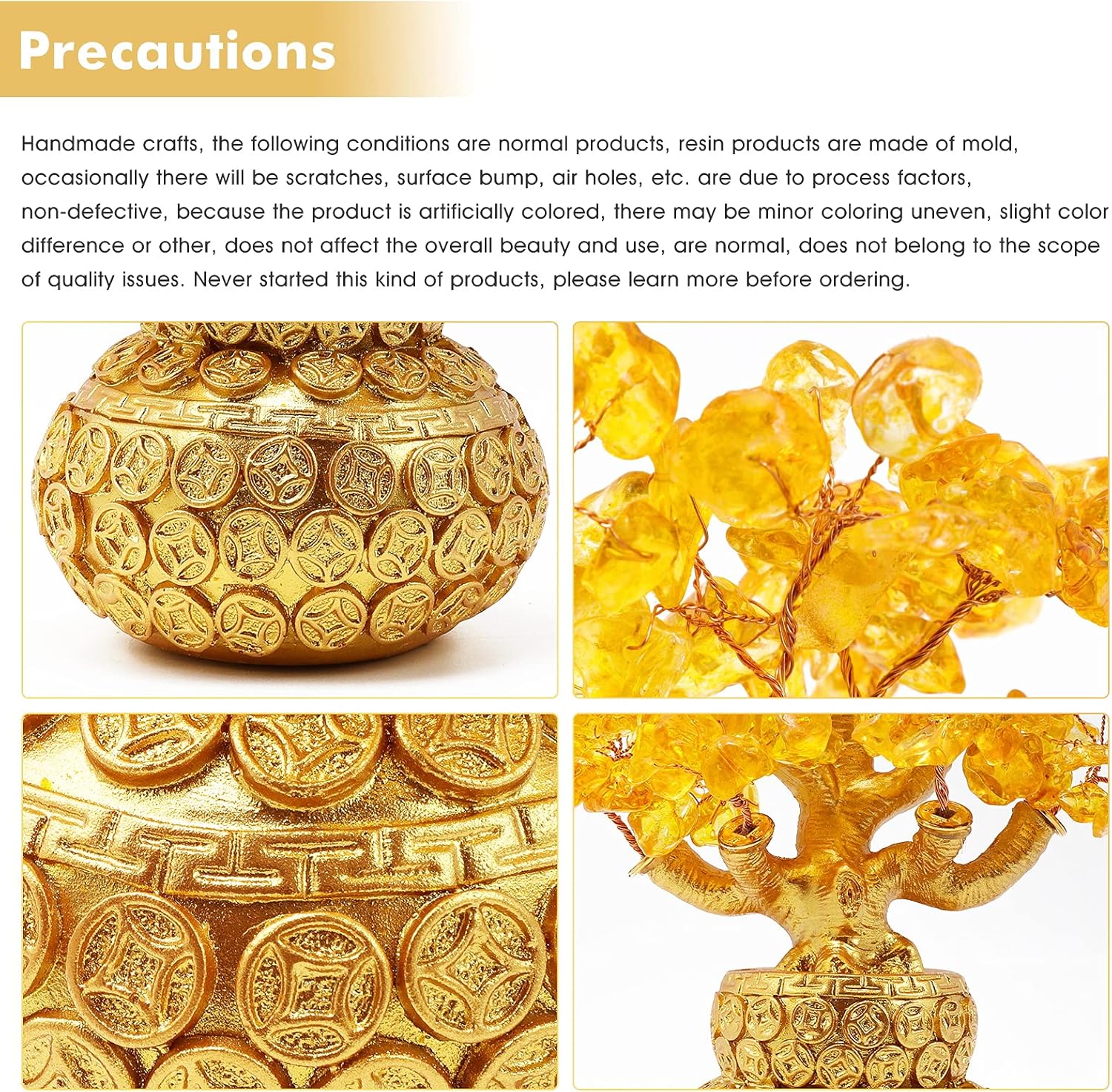 Bwinka Feng Shui Citrine Multicolor Crytal Money Tree Bonsai with Chinese Decoration for Luck and Wealth - Image 4