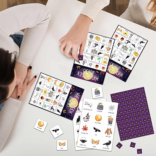 Miniatura 3 de DOQPO Juegos de bingo de Año Nuevo de Halloween, tarjetas de bingo de Halloween, juegos de fiesta de Halloween para adultos y familias actividades