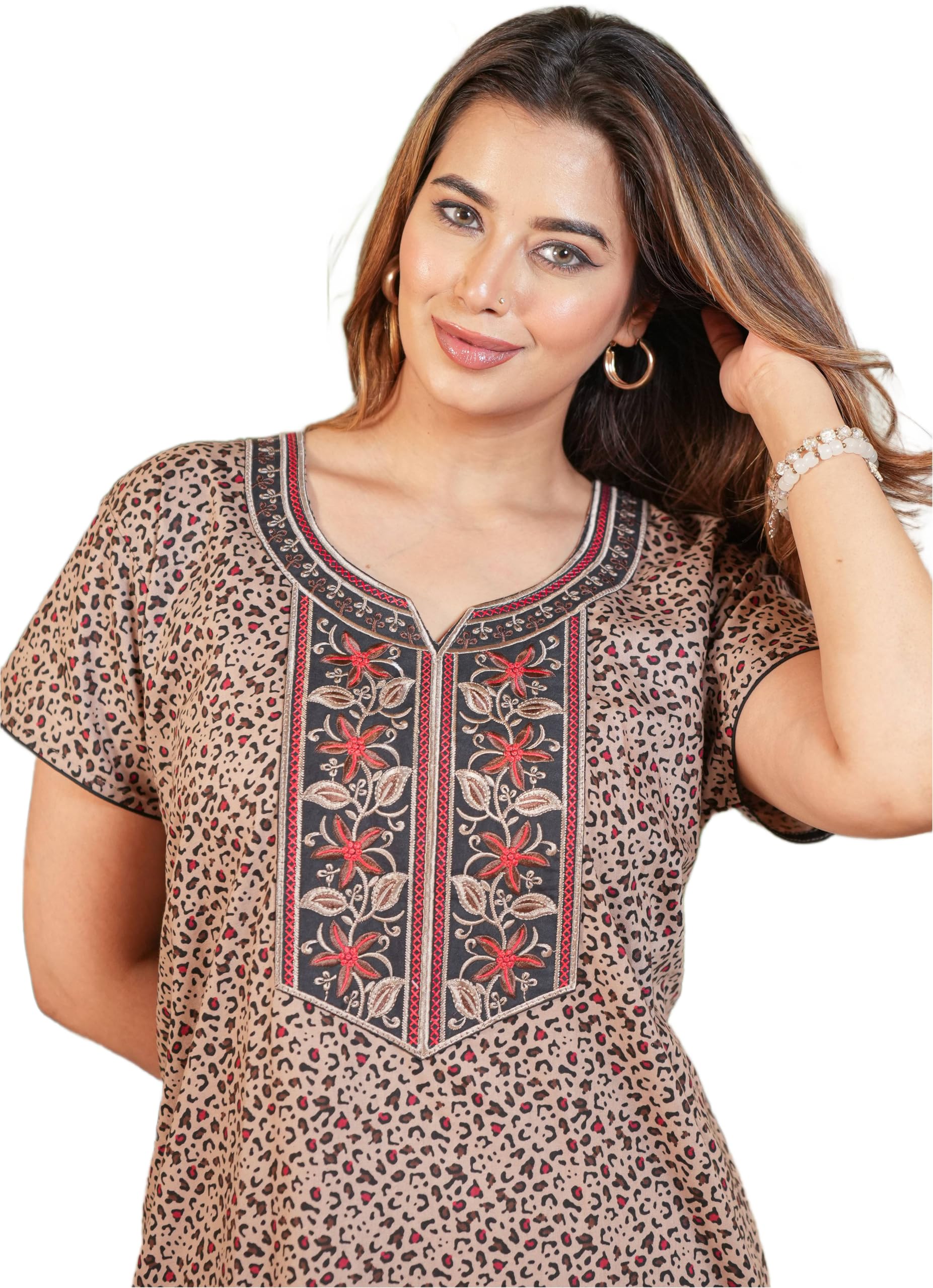 Pure Cotton Embroidered Night Gown for Women | Nighty | Maxi Gown | Nightdress | Sleepwear | Comfort wear Nighty-picture-35