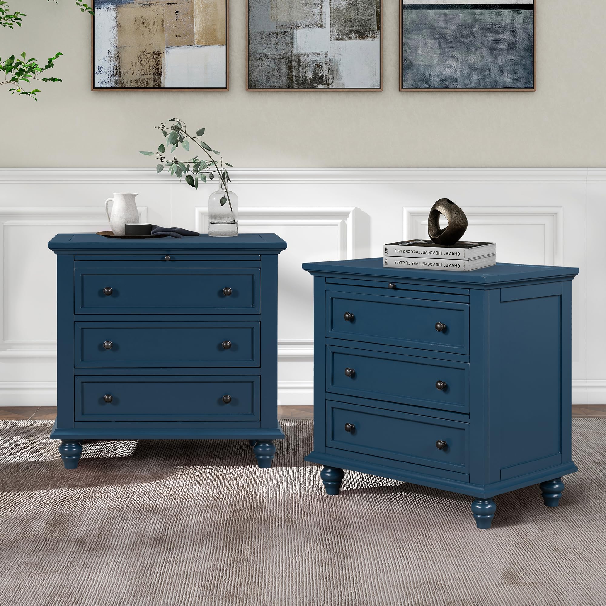 Amazon.com: Merax Wood Nightstand with Drawers Set of 2, Bedside