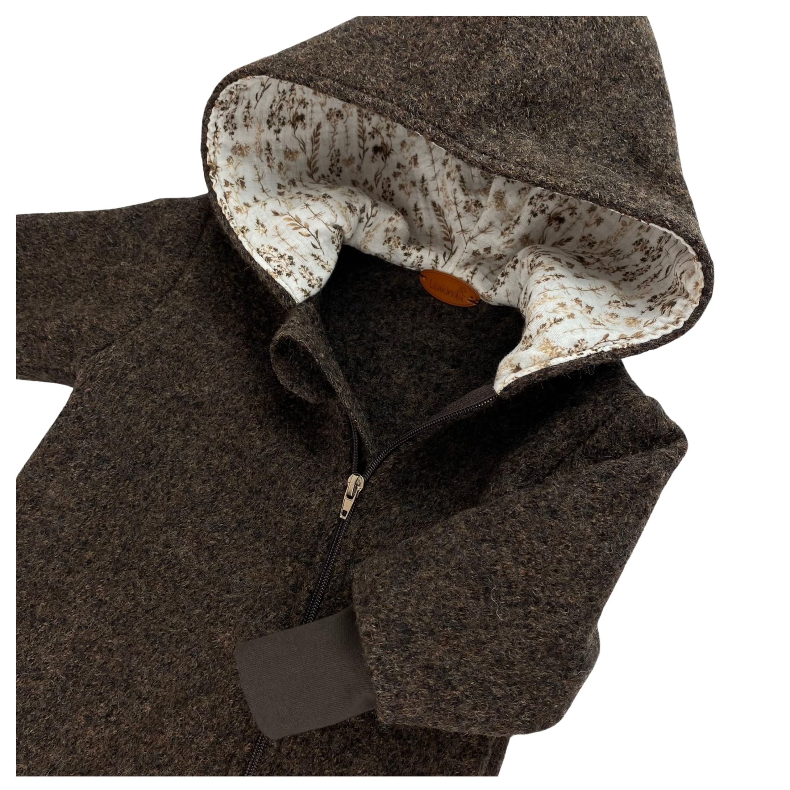 Lilakind Wollwalk Overall Baby & Kind - OV96 mit Musselin-Kapuze - Größe 62-104 - Unisex