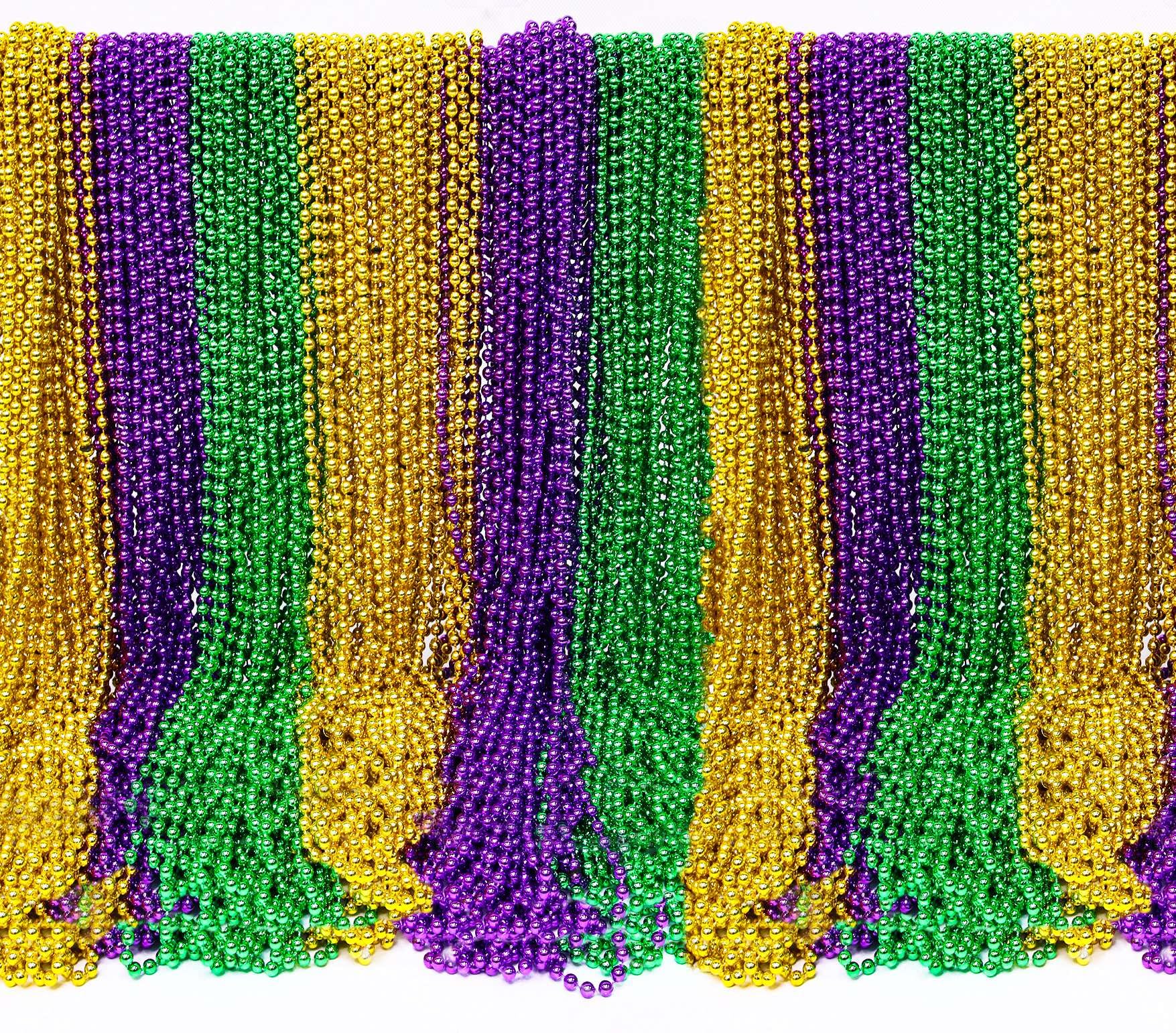 Camlinbo200 Pack Mardi Gras Beads Necklaces Bulk Purple Green Gold Beads Mardi Gras Party Supplies Costume Accessories