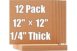 SUNGIFT 12 x 12 Inch Cork Board Squares