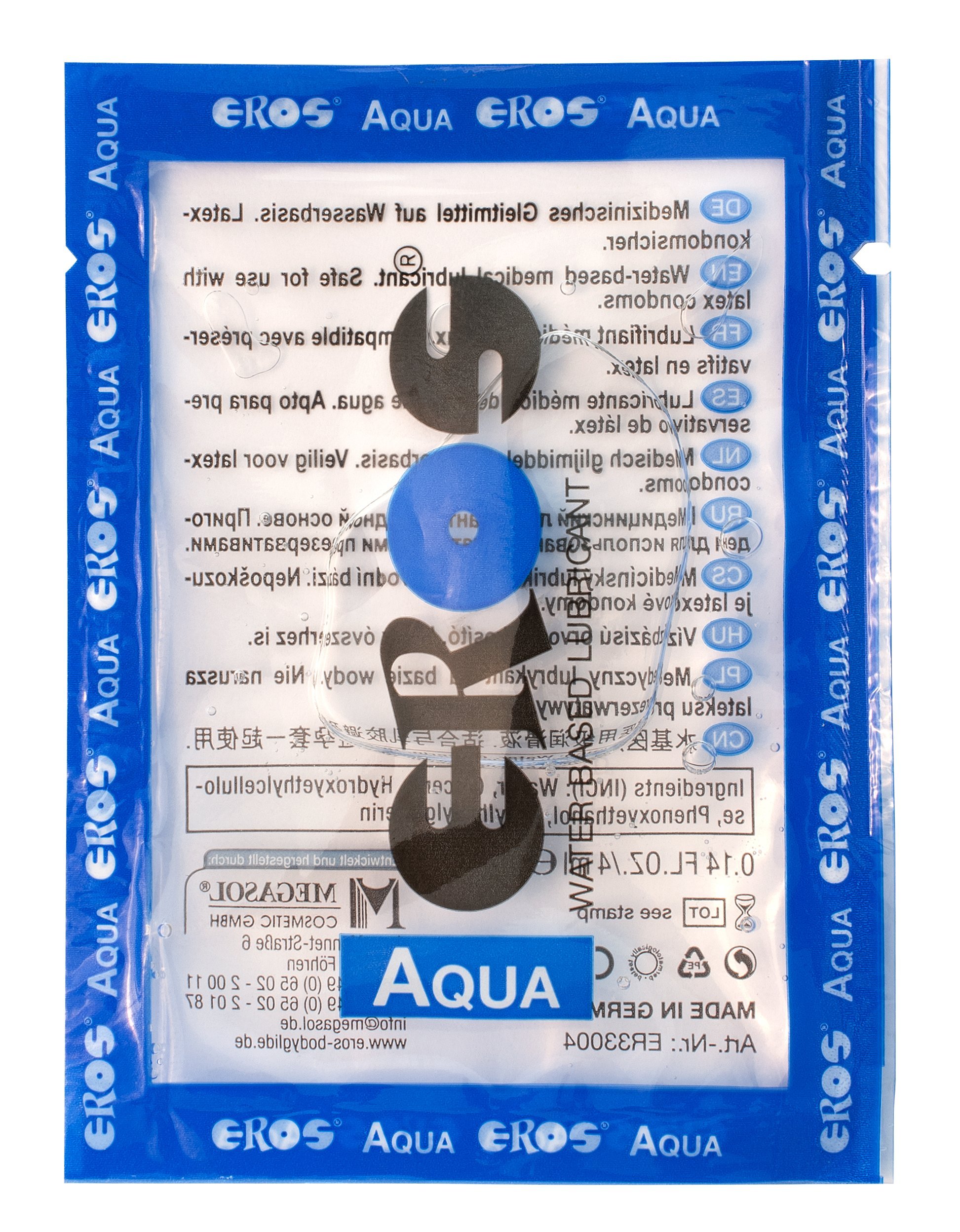 Megasol Aqua wasserbasiertes Gleitgel im praktischen 4 ml Sachet - 500 Portionsbeutel