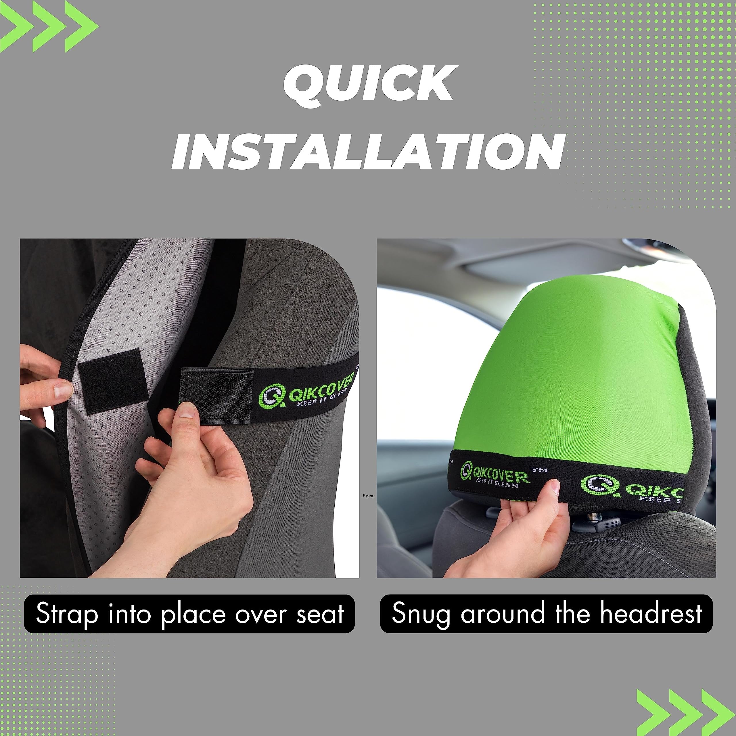 QIKCOVER Premium Waterproof Car Seat Cover – Universal Fit, Non-Slip, Triple Layer, Machine Washable (Green)