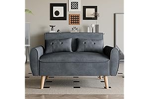 Vongrasig Mid Century 2-Seat Loveseat Sofa - Premium Linen Fabric Upholstered Modern...