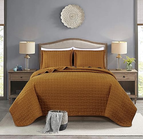 Miniatura 10 de Chezmoi Collection Vert - Juego de edredón de 3 piezas, 100% algodón, tamaño King, color blanco, acolchado, ligero, prelavado, acabado suave, colcha