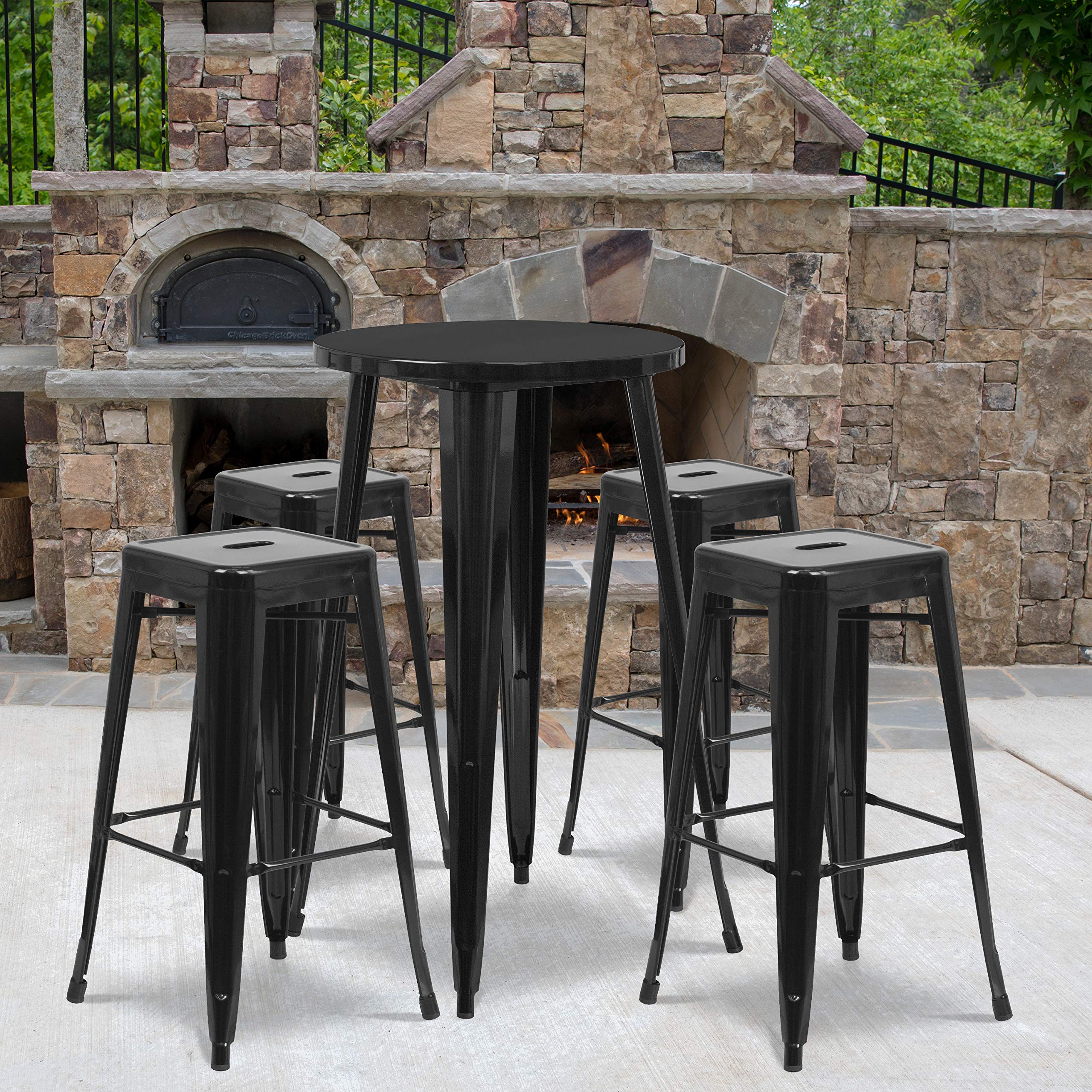 BARテーブルセット Amazon.co.jp: Flash Furniture 商用グレード 24インチ ラウンド