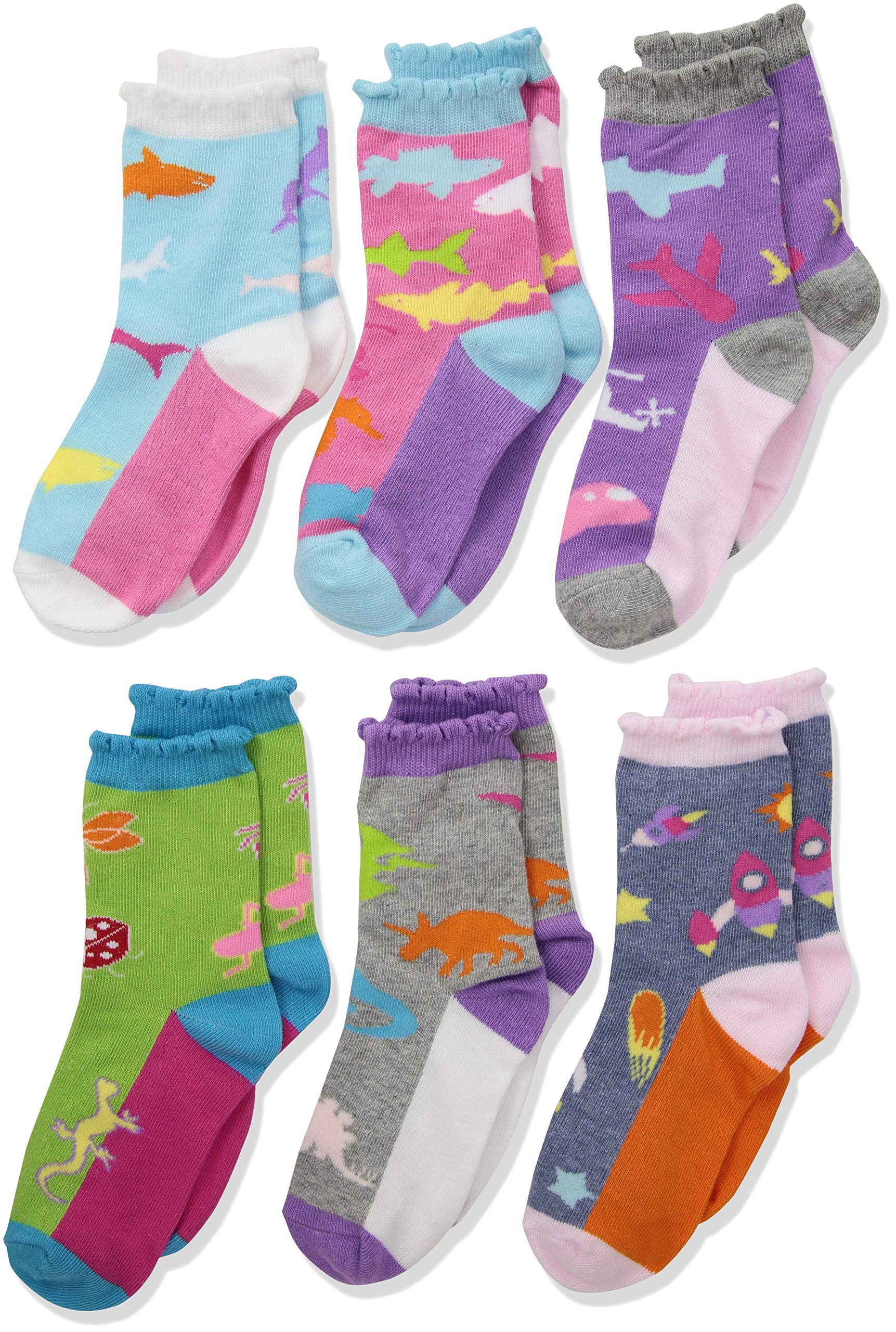 Jefferies Socks Little Girls Rock Fashion Crew Socks 6 Pair Pack