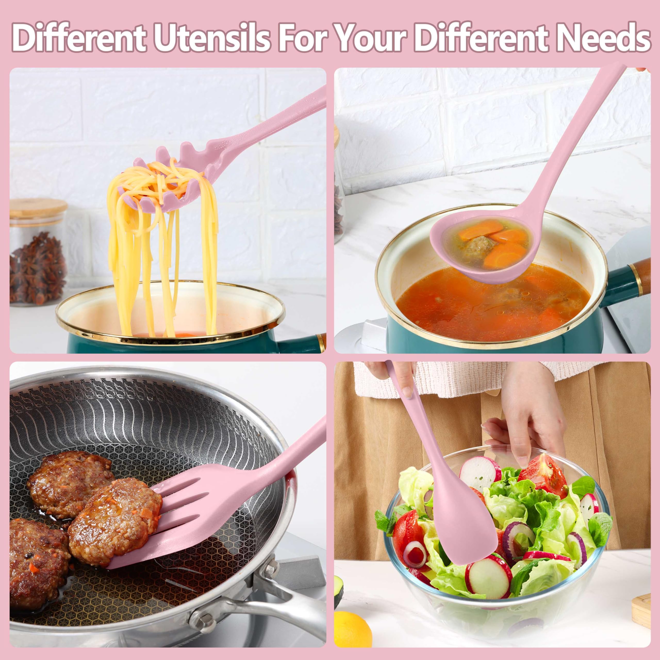 Herogo Kitchen Utensils Set, 6 Pieces Silicone Cooking Utensils Set, Baking Cooking Tools Spoon Turner for Non-Stick Cookware - Image 4
