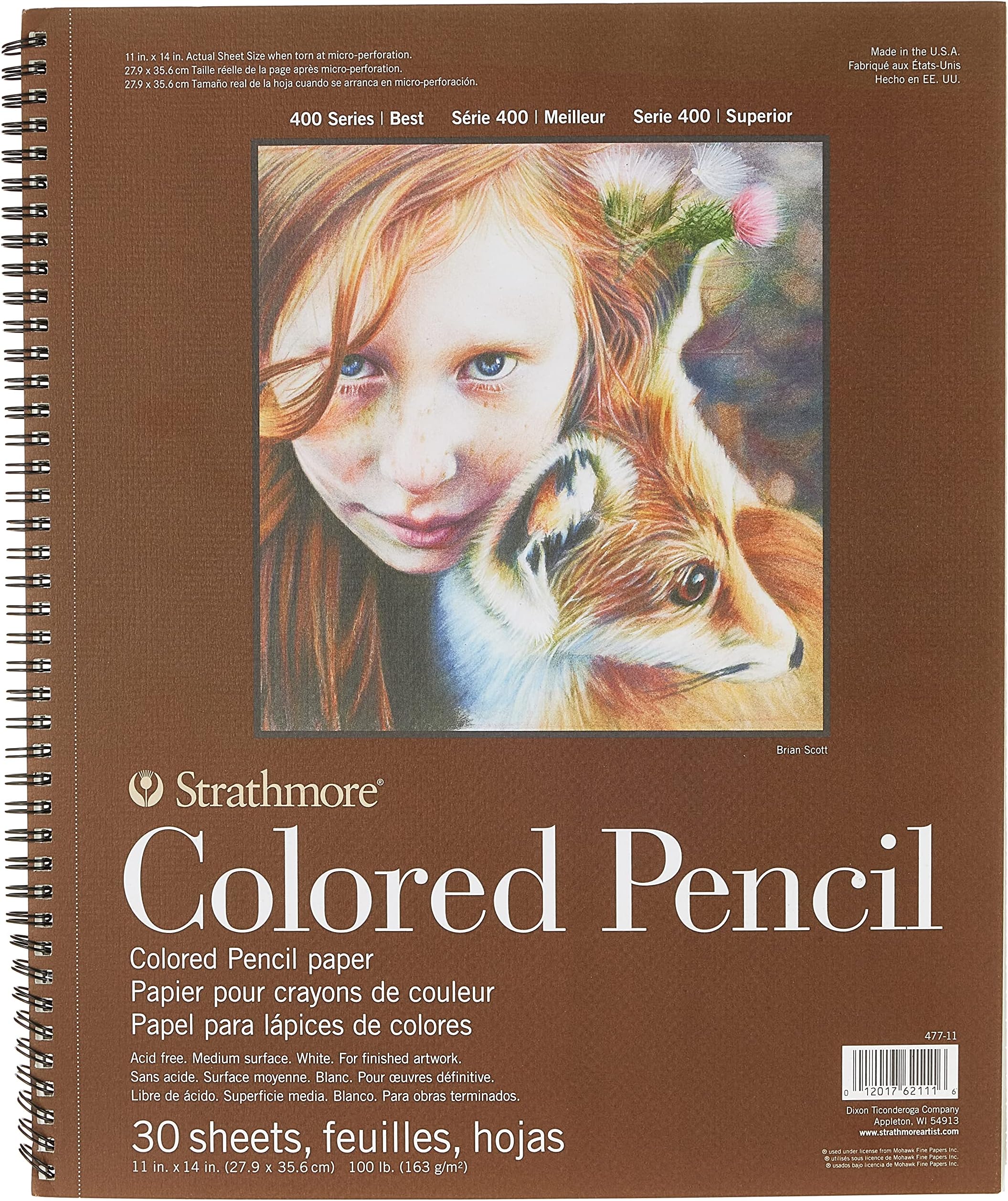 400 Series Colored Pencil Pad, 11"X14" Wire Bound, 30 Sheets