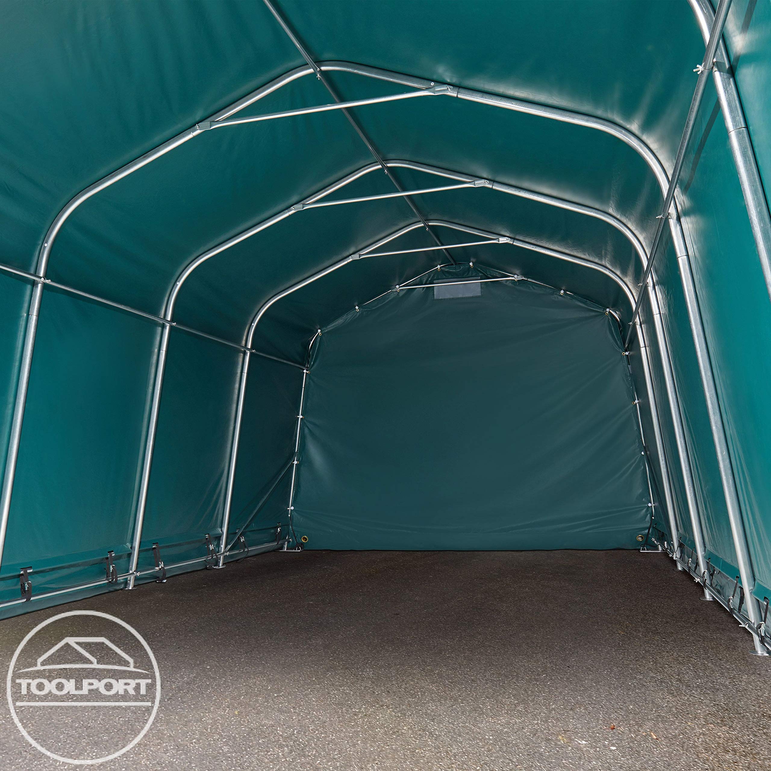 TOOLPORT Garagenzelt Carport 3,3 x 6,0 m in dunkelgrün PRIMEtex-Plane Unterstand Lagerzelt grün