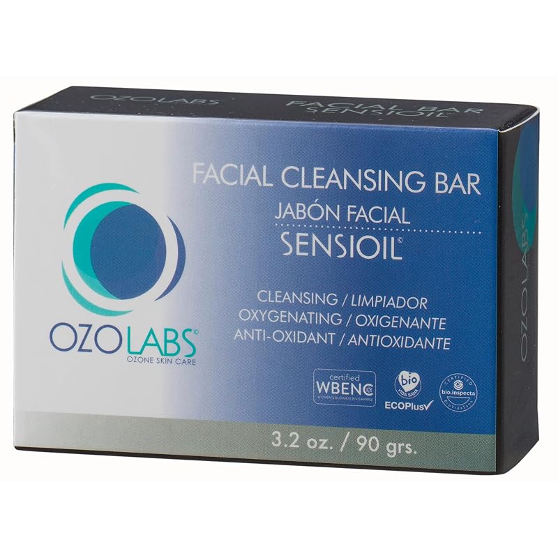 OZOLABS OZONE SKIN CARE Barra de limpeza facial com óleos ozonizados, sem fragrância, para pele sensível, 90 g