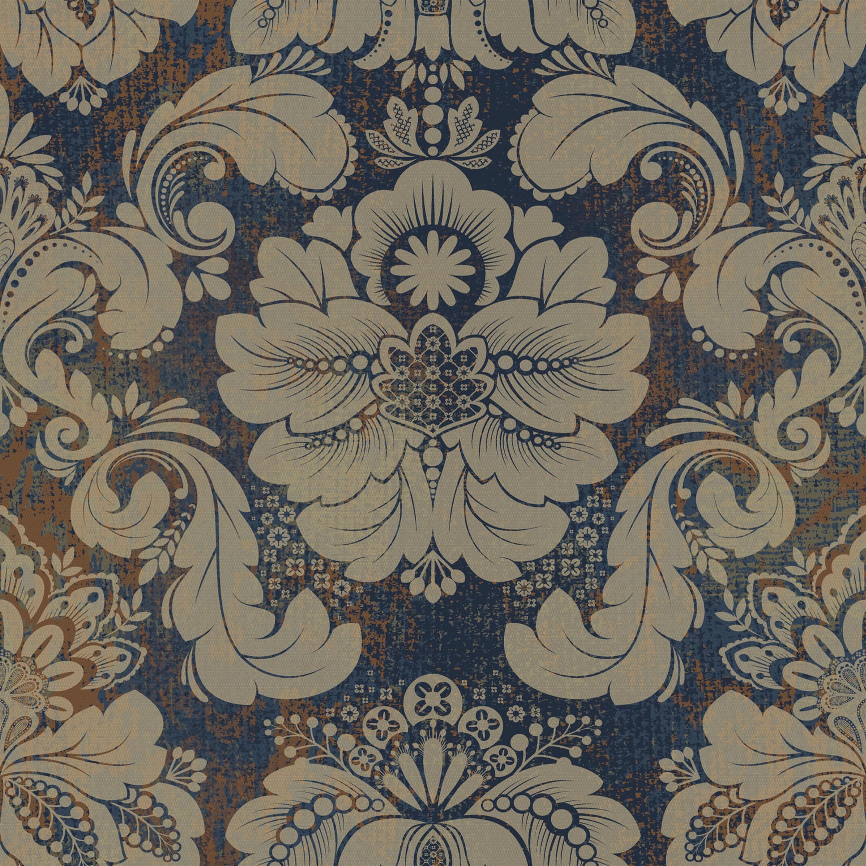 PROLEMIX Vintage Damask Peel and Stick Wallpaper, Self-Adhesive Removable Wall Stickers for Home Bedroom Cabinets Thicken, 44 x 300 cm