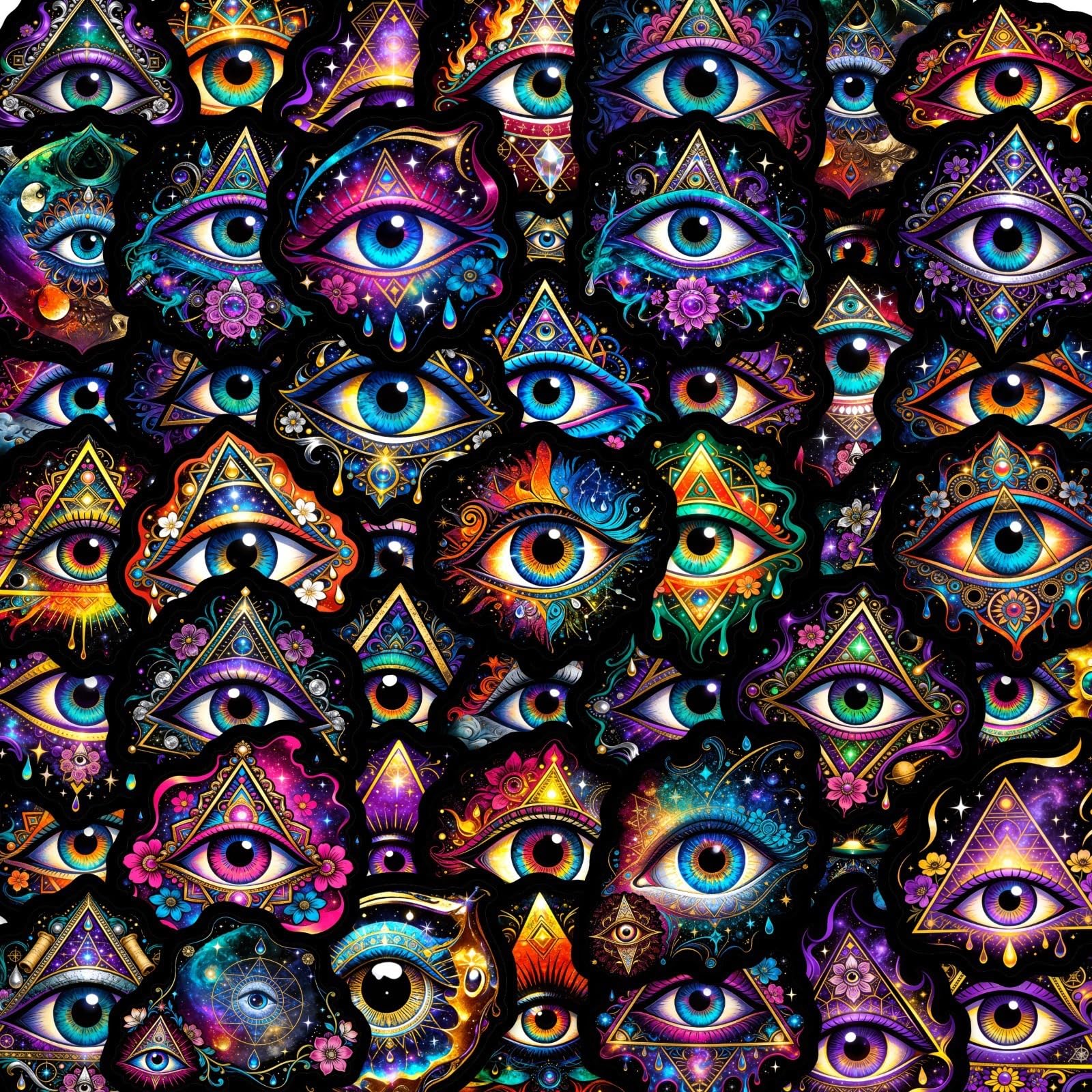 50Pcs Mystic Eye Stickers Occult Cosmic Vinyl Decals for Laptops Skateboards Luggage Helmets Bikes and Phones Fans Lovers and Mystical Vibe Enthusiasts