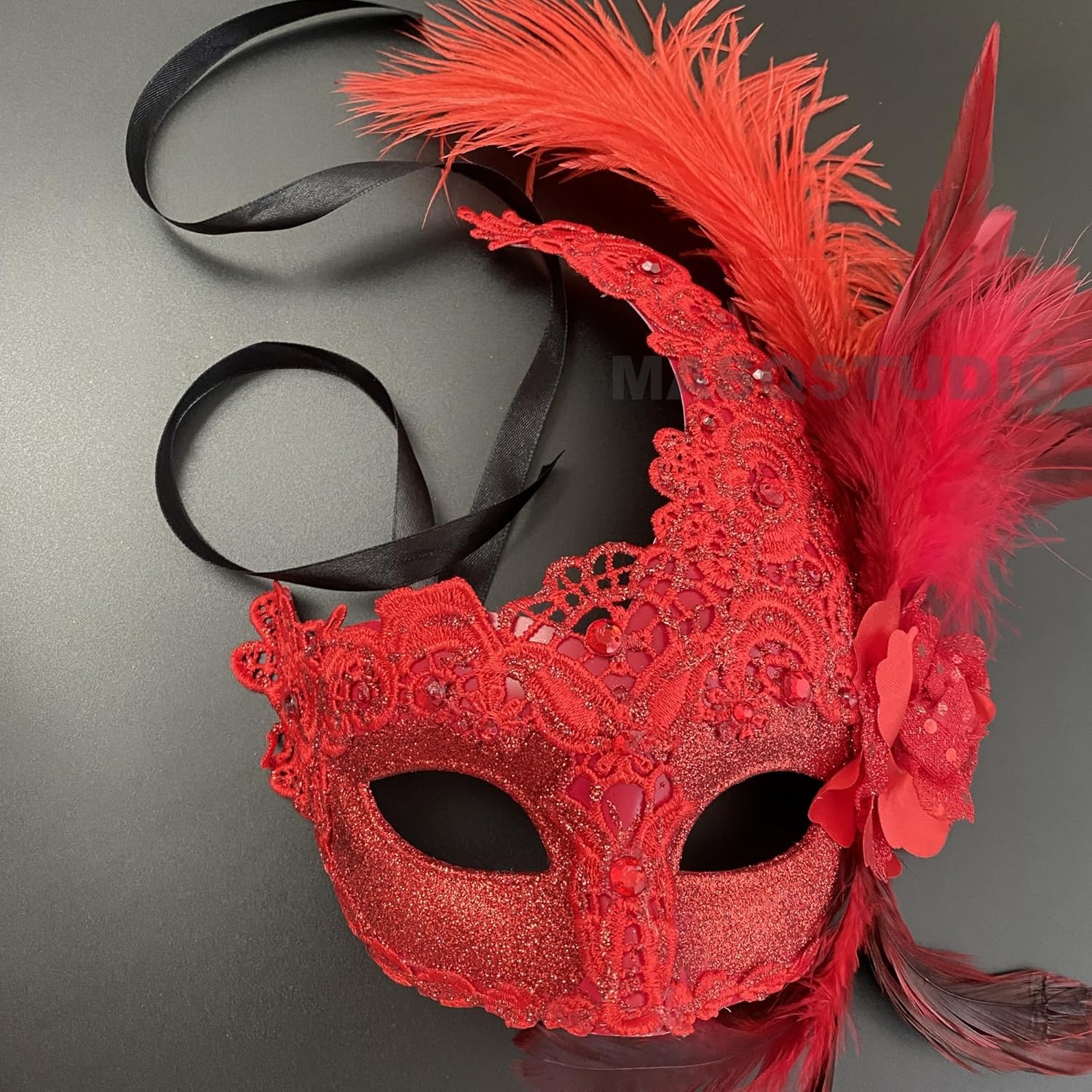 MasqStudio Brocade Lace Masquerade Ball Mask Burlesque Mardi Gras Birthday Prom Wedding Party - Image 6