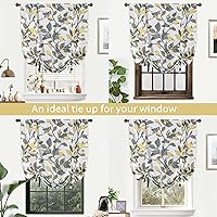 Vista 6 de DriftAway Cortinas con Lazos para Ventanas Ryan Sketch Ramas Florales Hojas Opacas con Forro Cortina con Lazos Ajustable Estilo Globo con Bolsillo