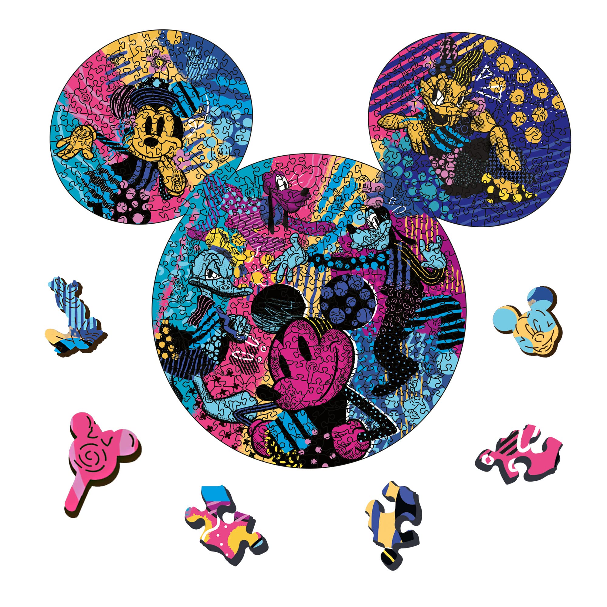 Trefl Disney Wood Craft 500+5 Piece Jigsaw Puzzle, The Iconic Mickey Mouse, Irregular Shapes, 50 Disney Puzzles, Modern Premium Jigsaw for Adults and